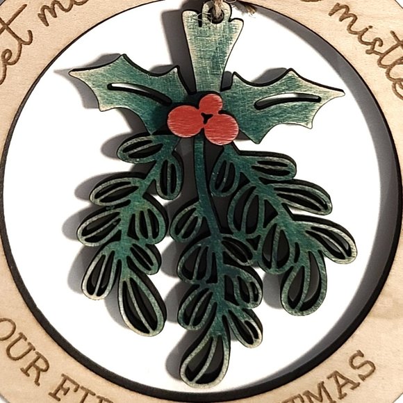 Wooden Christmas ornament Our first Christmas meet me under the mistletoe - Picture 6 of 8